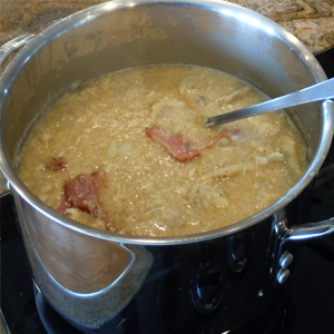 Brown Potato Soup with Spaetzle